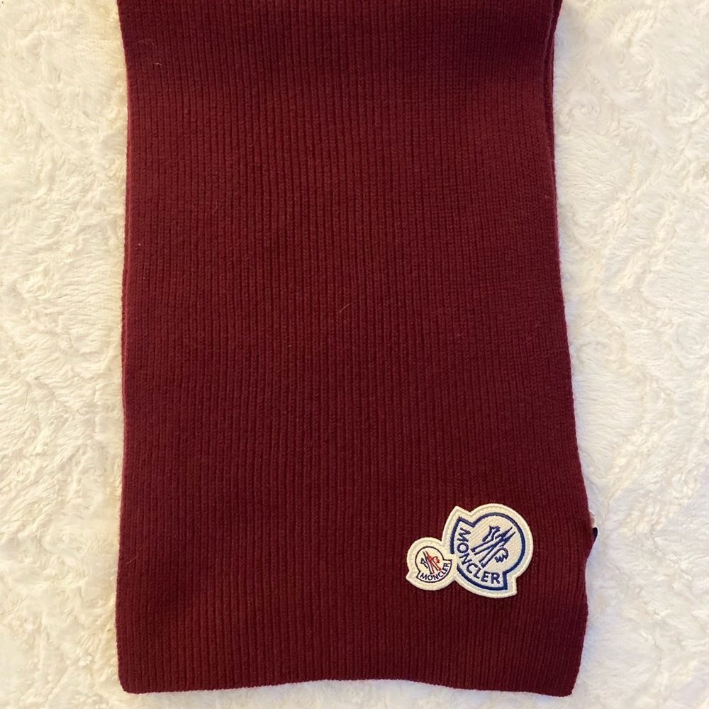 Moncler Double Logo patch wool blend scarf - Picture 4 of 5
